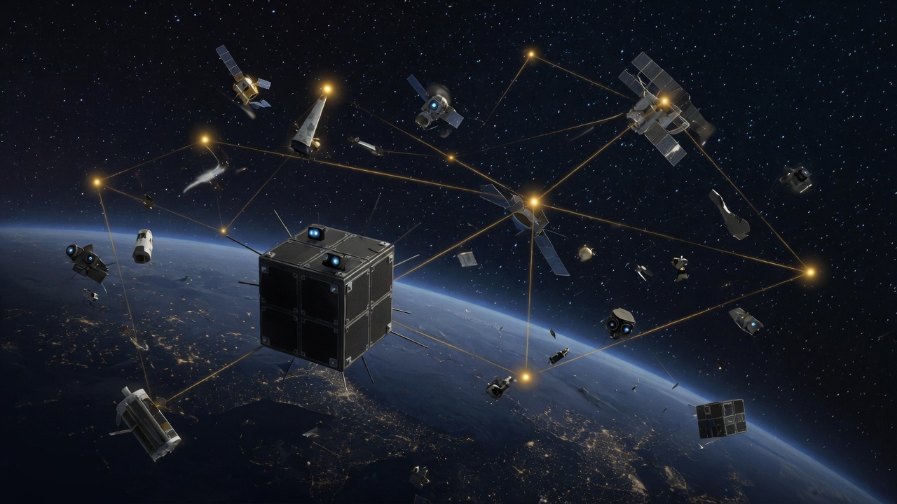 A cubesat in low Earth orbit using other spacecraft and debris as golden navigation landmarks