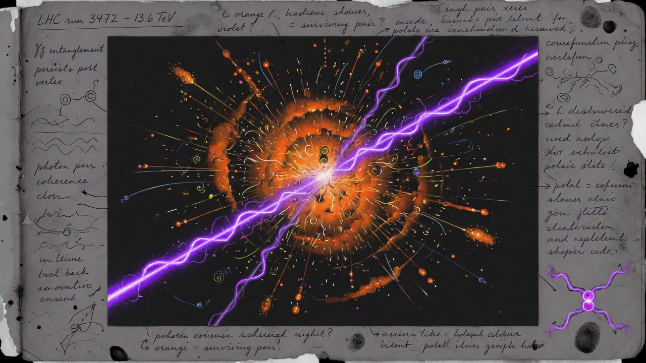 Two entangled streaks surviving an LHC collision