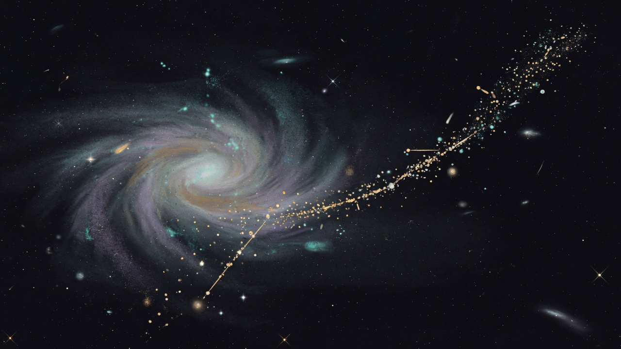 A faint galaxy with a thin stream of stars